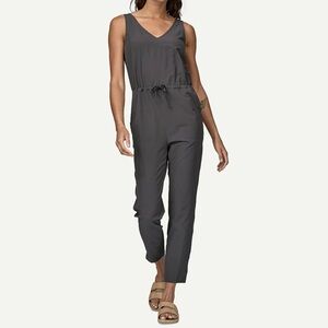 Patagonia Charcoal Gray Sleeveless V-Neck Drawstring Jumpsuit